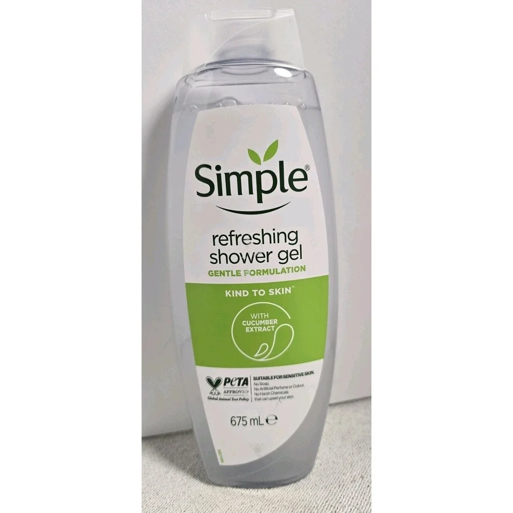 Simple Kind to Skin Refreshing Shower Gel with Cucumber Extract 675ml Made In UK